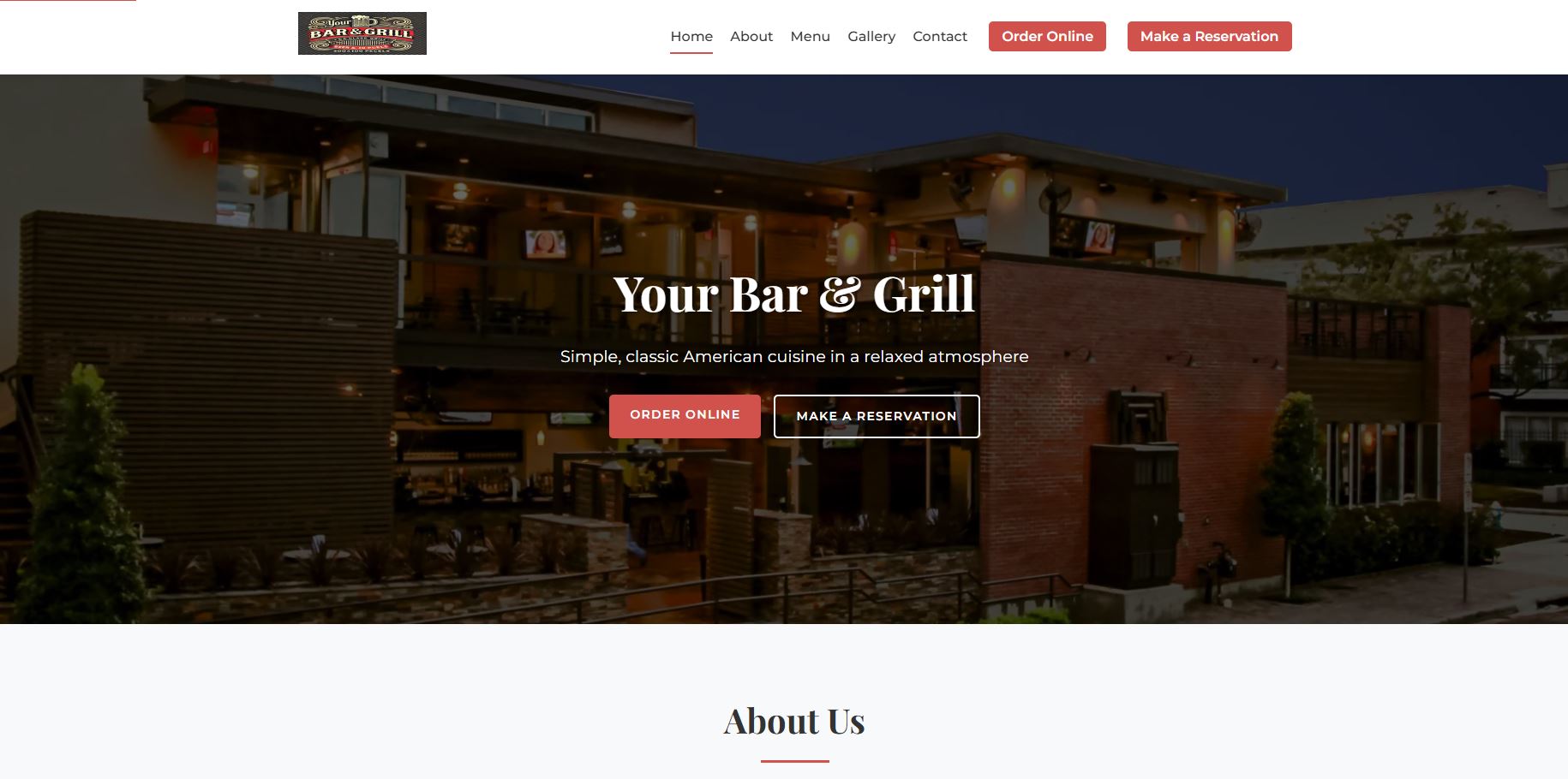 Bar & Grill Website Preview