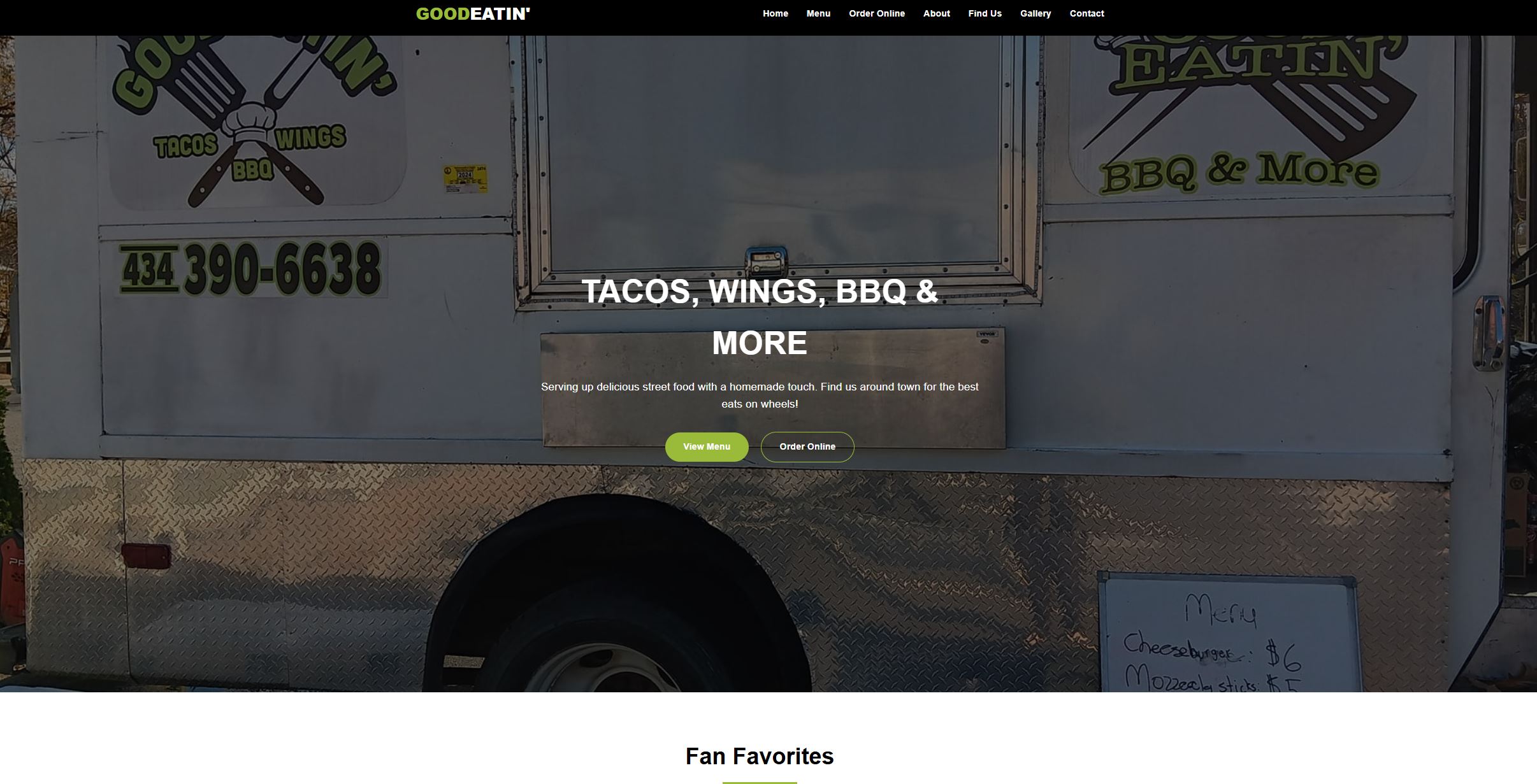 Food Truck Website Preview