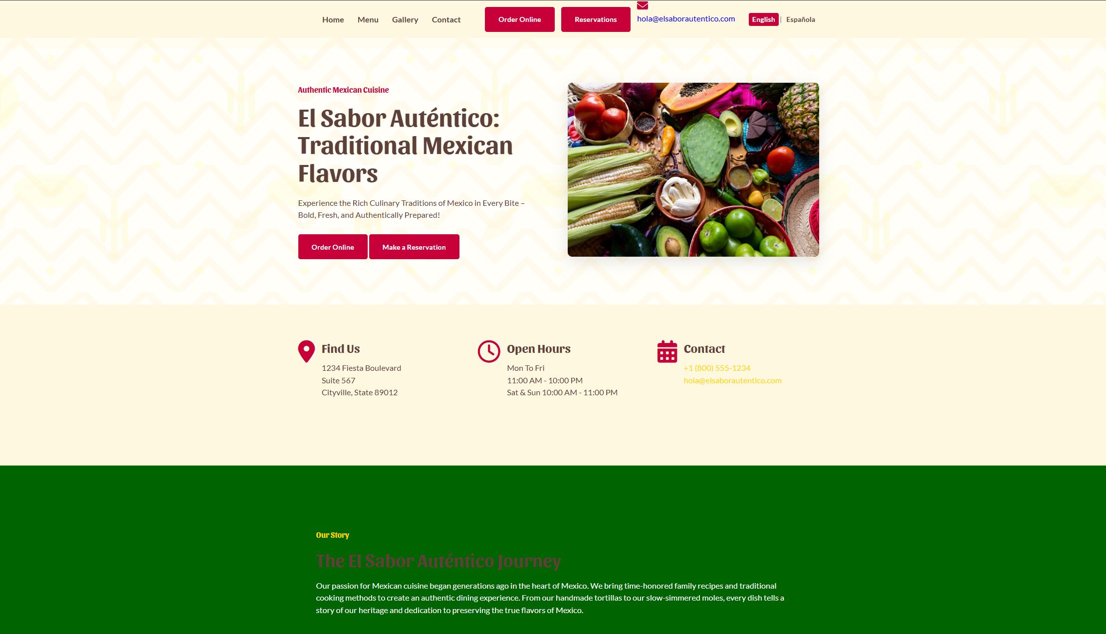Mexican Restaurant Website Preview