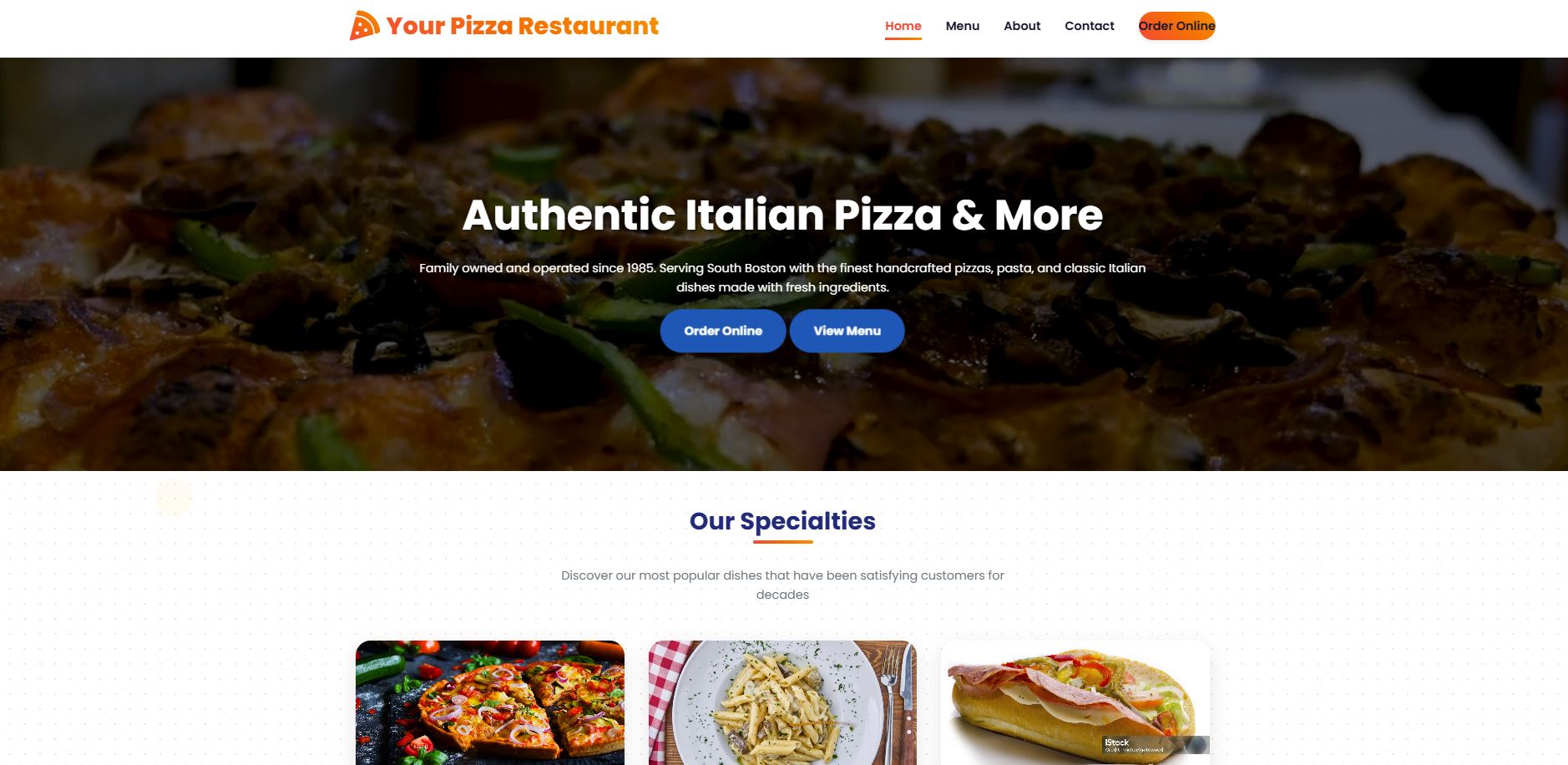 Pizza Restaurant Website Preview
